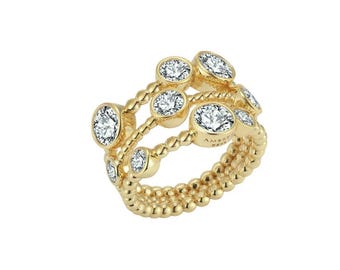 ETERI TRIPLE RING 18K Yellow Gold Vermeil with Moissanites