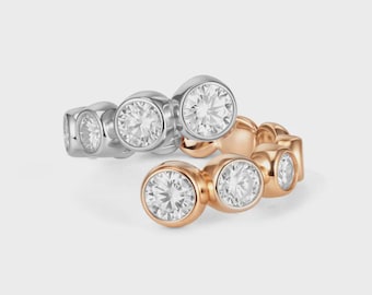 CELESTIAL ETERI DUALIS Ring White & Rose Gold Vermeil with Moissanites