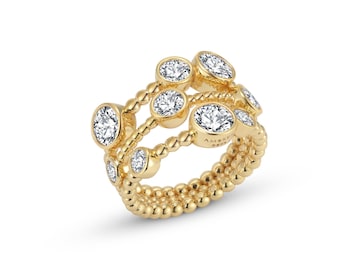 ETERI TRIPLE RING 14K Yellow Gold Vermeil with Moissanites