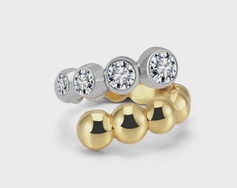 ETERI DUALIS Ring 14K Yellow & White Gold Vermeil with Moissanites