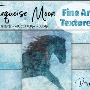 Digital Paper - 8 Textures - Turquoise Moon, Texture, High Res, Photoshop Texture, Hand Painted, Background, Photo Art, Printable