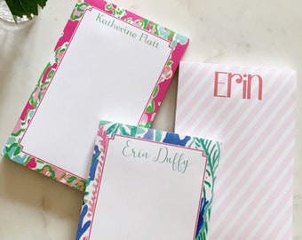 Personalized Notepads LILLY - STRIPES - Set of 2 - Monogrammed Notepads