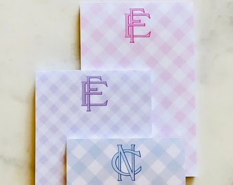 Gingham Personalized Notepads - simple 2-Letter Monogram - Set of 2