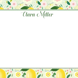 Lemons Ikat Personalized Notecard Set