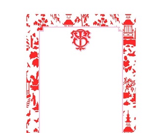 Red Pagoda Personalized Notepads · Valentine · Set of 2 · Monogrammed Notepads