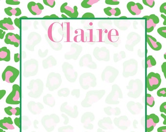 Preppy Leopard Personalized Notepads - Set of 2 - Monogrammed Notepads