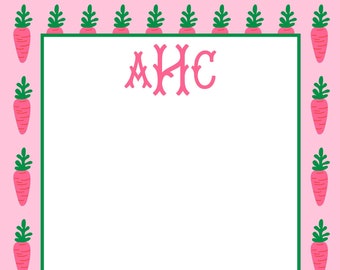 Spring Carrots Personalized Notepads - Set of 2 - Monogrammed Notepads