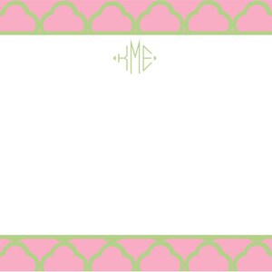 Pink and Green Quatrefoil Notecard Stationery or Invitation Set image 1