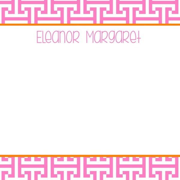 Pink & Preppy Modern T Pattern Personalized Notecard or Invitation Set