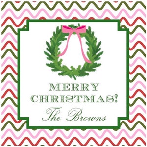Christmas Holiday Sticker, Gift Enclosure Card, Address Label - SQUIGGLES- Set of 24
