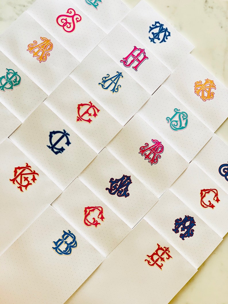 Personalized Notepads INTERLOCKING MONOGRAM DOTS Set of 2 Etsy