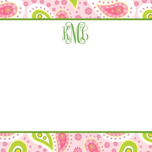 Preppy Paisley Personalized Notecard or Invitation Set image 1