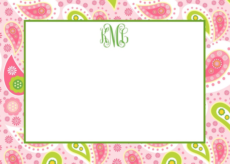 Preppy Paisley Personalized Notecard or Invitation Set image 1