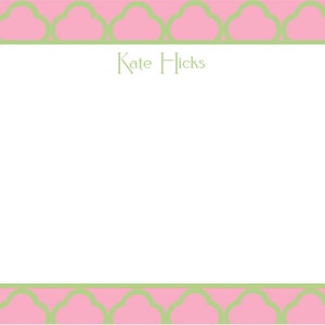 Pink and Green Quatrefoil Notecard Stationery or Invitation Set image 2