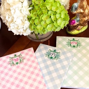 Gingham and Pagoda Notepads Personalized - Set of 2 - Monogrammed Notepads