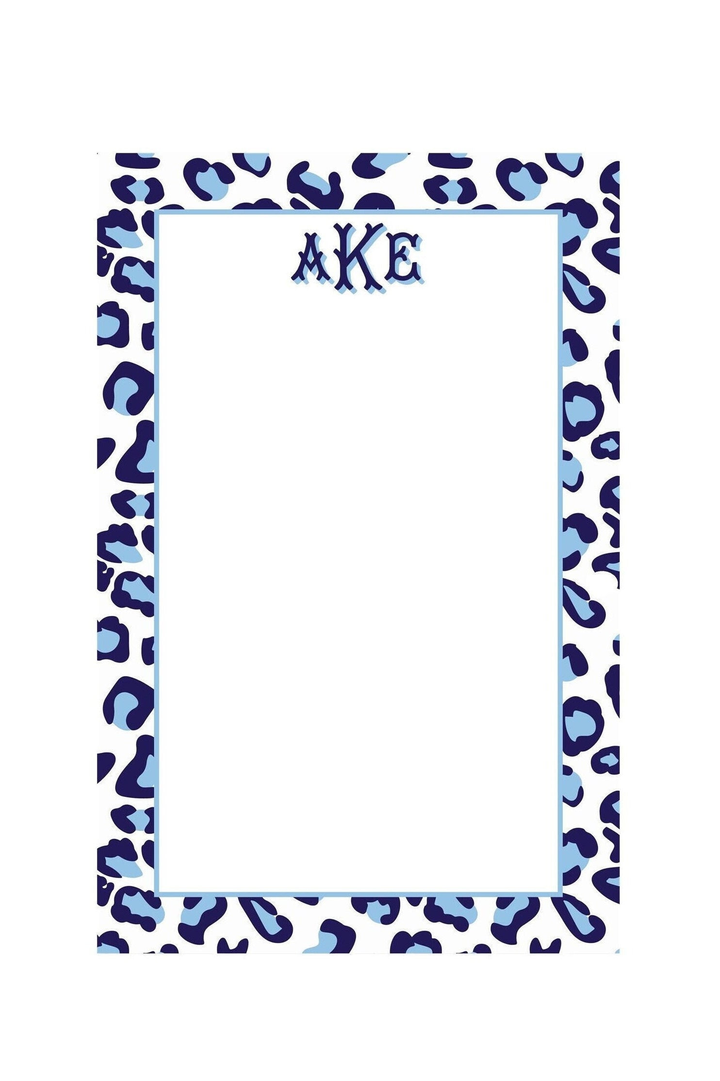 Preppy Navy Leopard Personalized Notepads - Set of 2 - Monogrammed Notepads, image size:1484x2227