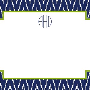 Navy Ikat Chevron Stationery, Notecards, Invitation Set