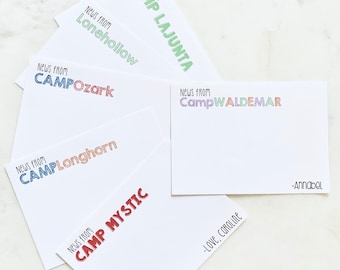 Camp Flat Notes / Stationery - NEWS from Camp - ANY CAMP