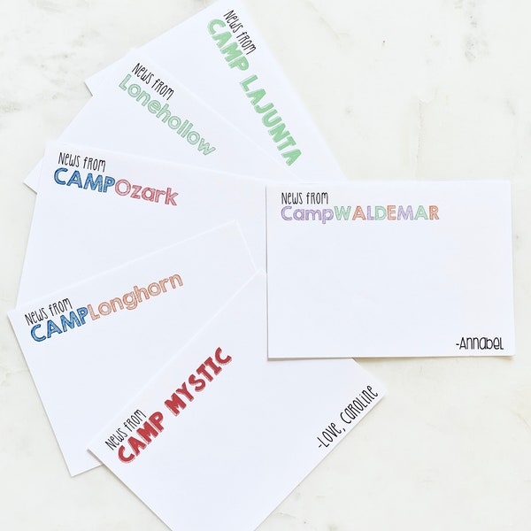 Camp Flat Notes / Stationery - NEWS from Camp - ANY CAMP