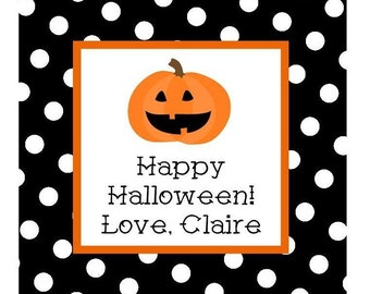 Halloween Pumpkin Sticker, Gift Tag or Address Label - Set of 24