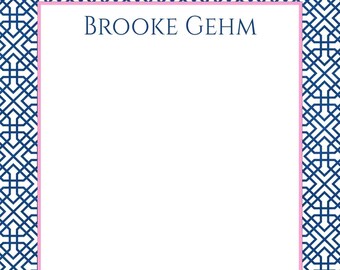 Personalized Navy Lattice Notepads - Set of 2 - Monogrammed Notepads