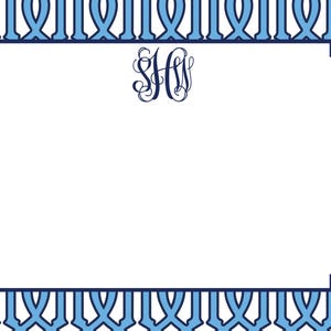 Blue and White Lattice Pattern Notecard, Stationery or Invitation Set image 2