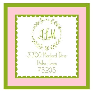 Pink and Green Wreath Sticker Enclosure Card, Sticker, Book Plate, Address Label Set image 2