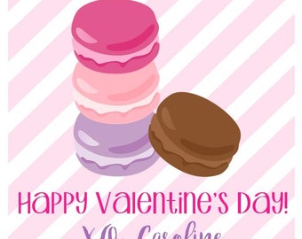 Valentine Macaron Sticker or Cardstock Tag - Set of 24