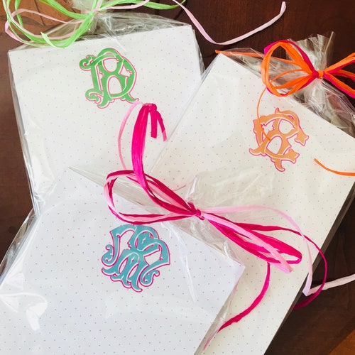 Bloc-notes personnalisés POINTS MONOGRAMMES emboîtables - Lot de 2 - Bloc-notes à monogramme