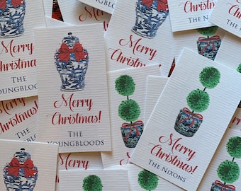 Ginger Jar or Topiary Card Stock Tag, Enclosure Card - Set of 12 - Chinoiserie