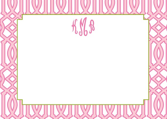 Pink and White Lattice Pattern Notecard, Stationery or Invitation Set