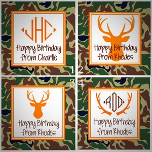 Camouflage Camo Deer Sticker, Gift Enclosure Card, Address Label - STRIPE - Set of 24