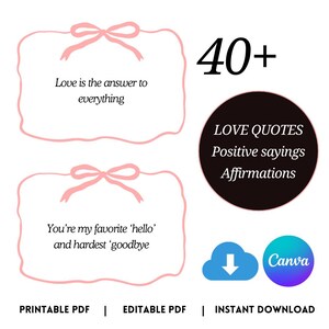 Printable Quotes Templates Printable Love Quotes, Positive Sayings, Kindness Cards, Affirmation quotes , Canva Editable,Romantic quotes