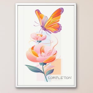 Butterfly Wall Art, Flower Art, Girl Nursery Printable Wall Art, Girl Room Art Prints, Pink Butterfly Printable Art, DIGITAL DOWNLOAD