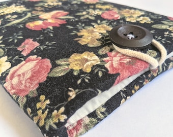 iPad Case, Padded iPad Case, 9.7", 11", iPad Pro 12.9" Case, Custom Sizes Available - Vintage Floral in Black