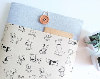 iPad Case Cover, Custom Size Android Tablet Sleeve, 10.2"iPad, 10.9" iPad Air, 11" 12.9" iPad Pro Accessory - Dogs on Chambray Linen