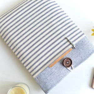 Beschermend blauw gestreept Kindle-hoesje | Geschikt voor Paperwhite, Colorsoft, Oasis, Kobo Clara BW, Libra Colour en Fire-tablets