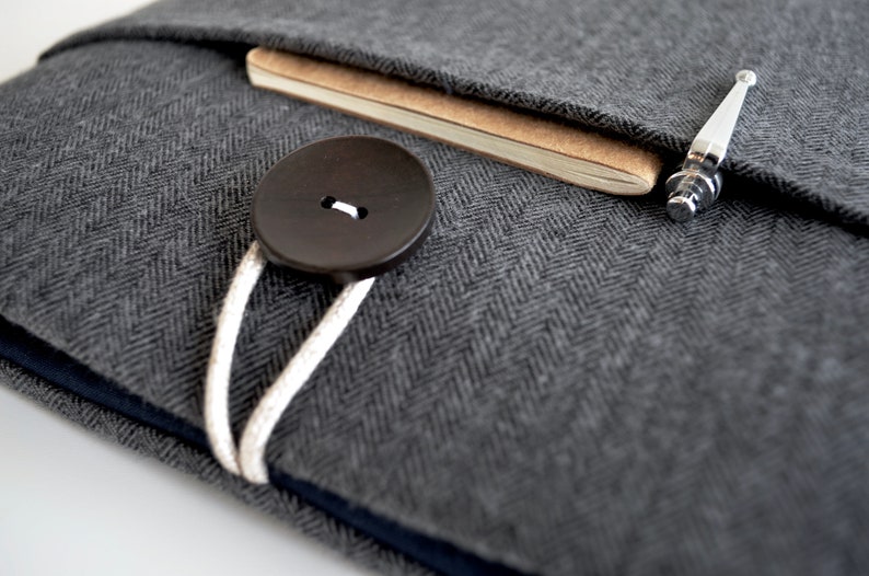 Chromebook Case, MacBook Pro or Air Handmade Sleeve Herringbone Design image 5
