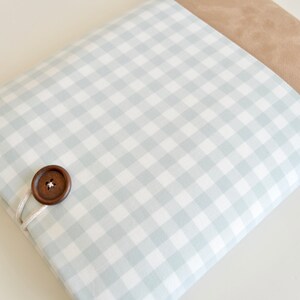 Gingham Laptop Case, Surface Pro Case, Custom Size Vegan Suede and Gingham Plaid Handmade Laptop Sleeve image 5