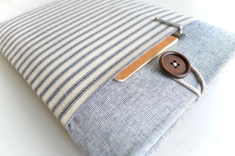 Cute & Functional Custom Laptop, Blue Stripes Chromebook Sleeve: Protect Your Tech in Style image 4
