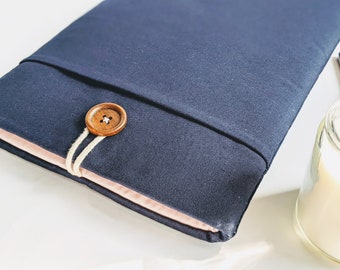 Navy Blue and Pink MacBook Air Sleeve 13" 14", 16" MacBook Pro Custom Size Padded  Laptop Cover Case with Pocket - Ivy Style