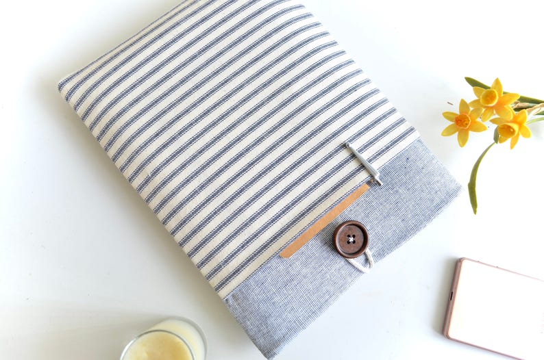 Cute & Functional Custom Laptop, Blue Stripes Chromebook Sleeve: Protect Your Tech in Style image 1