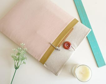 Linen & Gold Tablet Case | Handmade, Padded, Custom Fit