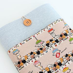 Cat Claw Machine Tablet Sleeve, Padded with Pocket, Handmade, Cute Tech