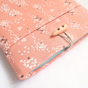 Playful Linen Tablet Sleeve Orange Dots, Aqua Accent, Custom Fit image 1