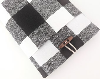 iPad Case, 10.2" 10.9" 11" 12.9" iPad Sleeve - Black White Check