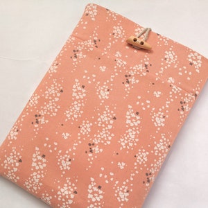 Playful Linen Tablet Sleeve Orange Dots, Aqua Accent, Custom Fit image 3