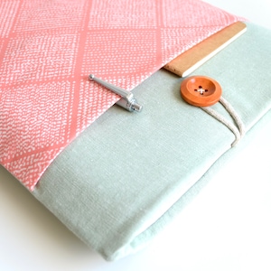 iPad Case, Custom Made iPad Mini, Air, Pro 7.9" to 12.9" Padded Cover with Pocket, Gift for Her Tablet or eReader  - Coral Damask