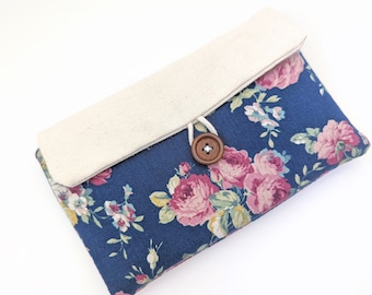 Vintage Floral iPhone Case, Fits iPhone 15 / 14 / 13 / 12 / 11 / X  Pro, Max, Plus, Padded Clutch Sleeve for Galaxy S24, Pixel 8 Pro