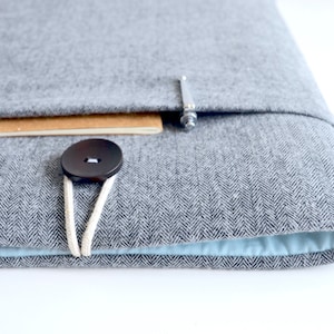 Microsoft Surface Pro Case, Surface Laptop Case, Copilot+ AI, PC, Android, Custom Fitted Case - Gray Herringbone Flannel